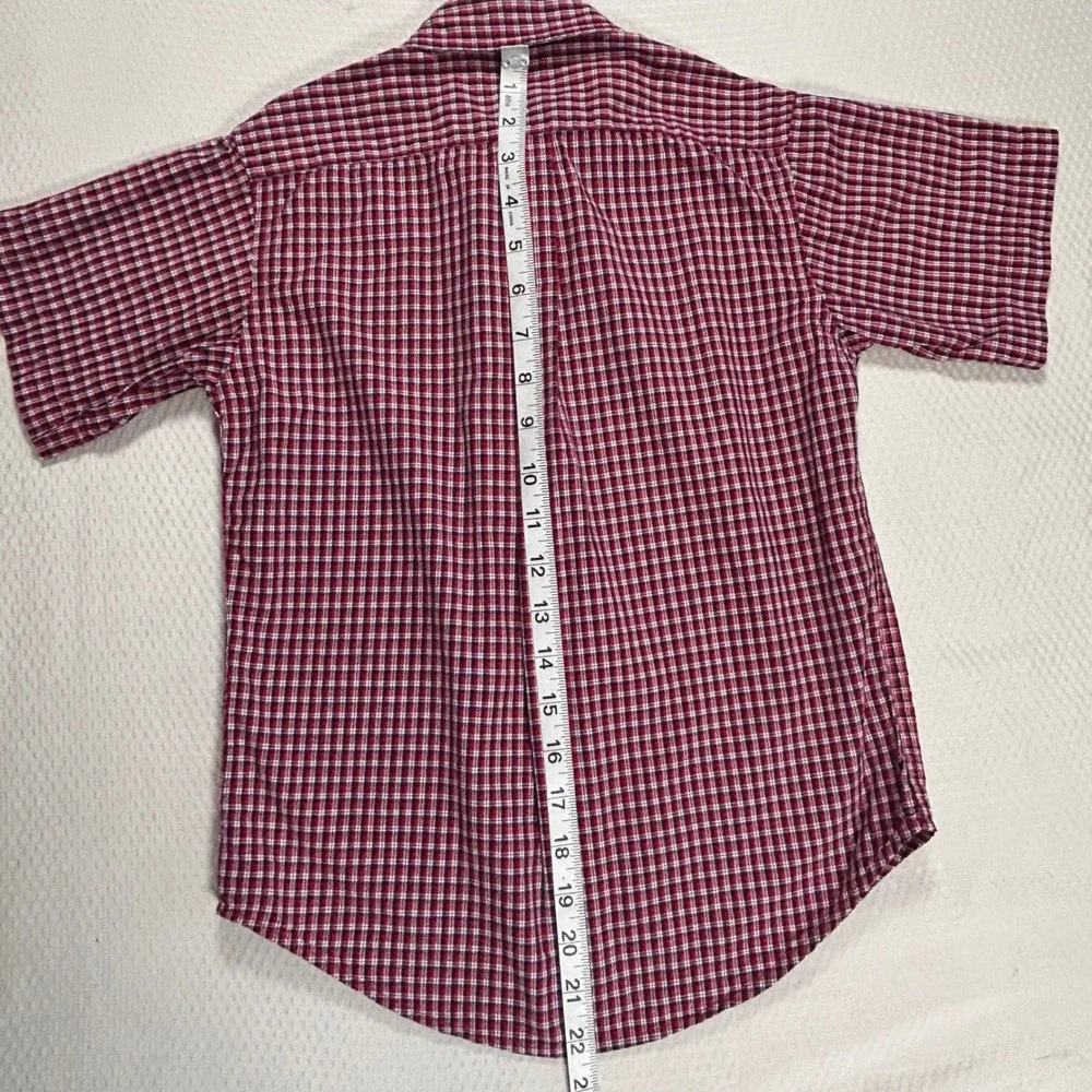 Ralph Lauren Boys 7 Red White Blue Plaid Short Sleeve Button Down Shirt Preppy